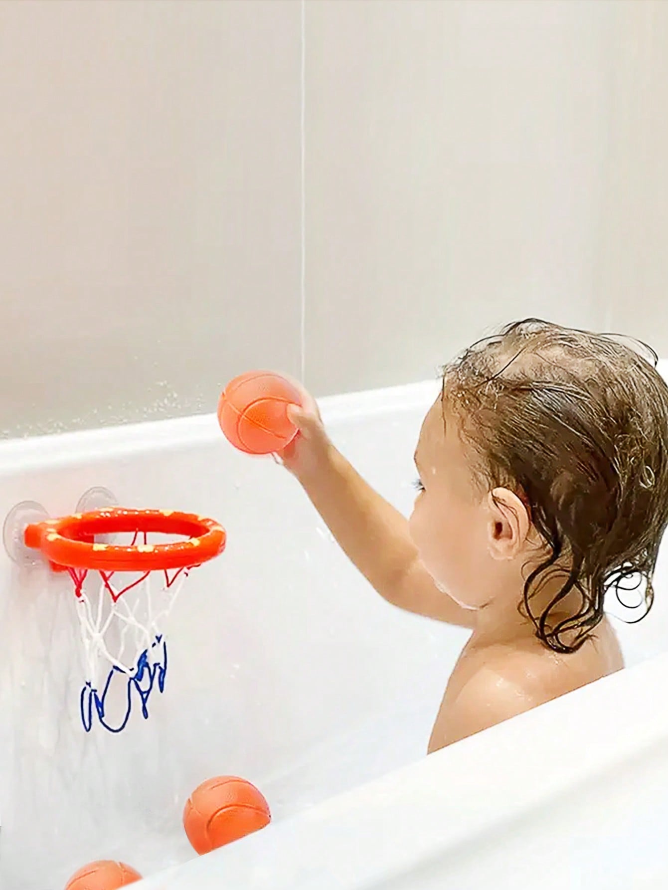 Juguete de Baloncesto para Bañera para Niños Pequeños con 3 Pelotas Suaves, Ventosas Fuertes, Juego de Tiro para Bañera, Regalo de Cumpleaños para Niños y Niñas