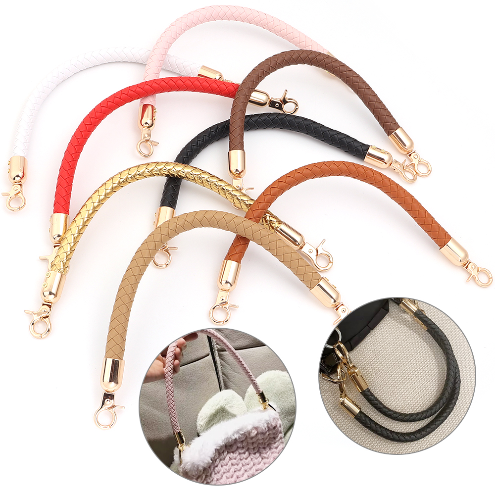 30/60cm Fashion PU Leather Woven Handbag Handles Metal Buckle for Women Bag Purse Replace Shoulder Strap Handle Accessories