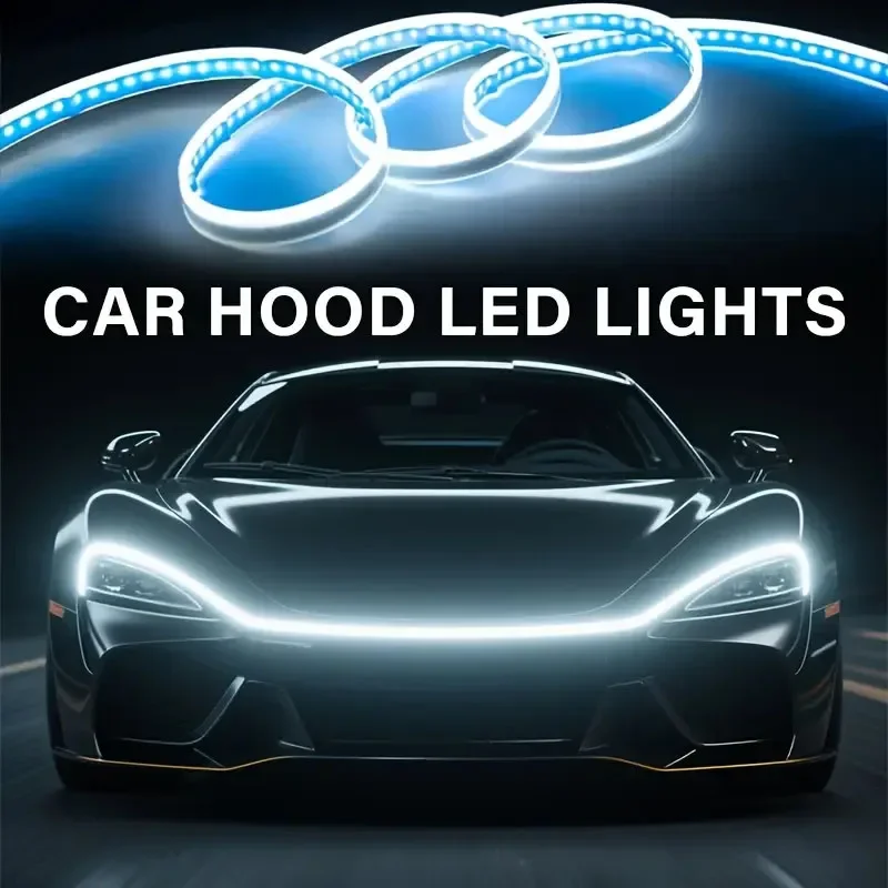 120cm 150cm 180cm Car Hood Light Strip Daytime Running Flexible LED Auto Decorative Atmosphere Ambient Lamps DRL 12V