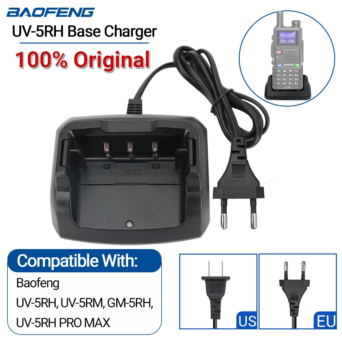 Baofeng-walkie-talkie UV-5RH充電器,2方向ラジオアクセサリー,UV 5rh,UV-5RM, GM-5RH