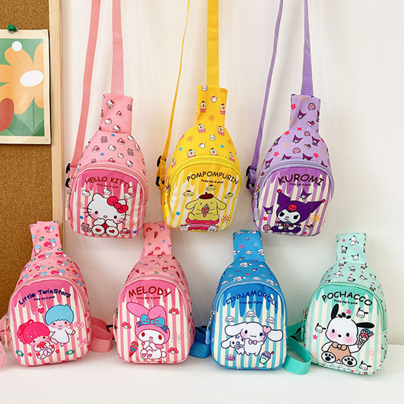Sanrio сумка Cinnamoroll мультяшная сумка через плечо Kuromi Kawaii Hello Kitty нагрудные сумки Детский рюкзак для путешествий через плечо подарок для девочки
