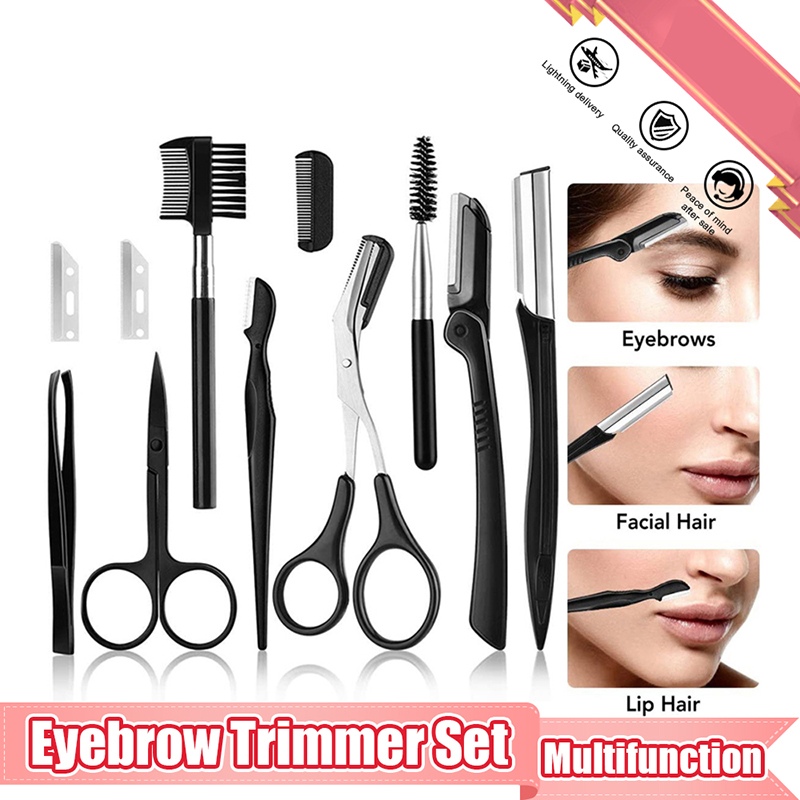 Set gunting pemangkas alis 3-11 buah, Set peralatan rias, pisau cukur alis, gunting pinset
