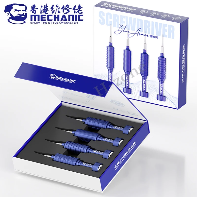 Mechanic Blue Armor 4in1 High Hardness Precision Screwdriver Plum blossom cross for IPhone bottom Internal disassembly tools