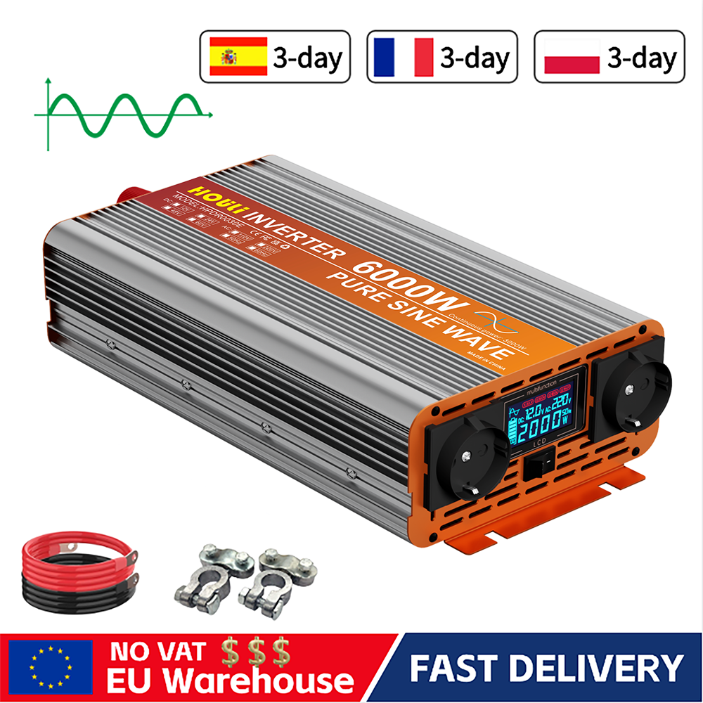 Inversor de energia de onda senoidal pura, conversor solar, transformador, 12V, 220V, 6000W, 5000W, 4000W, 3000W