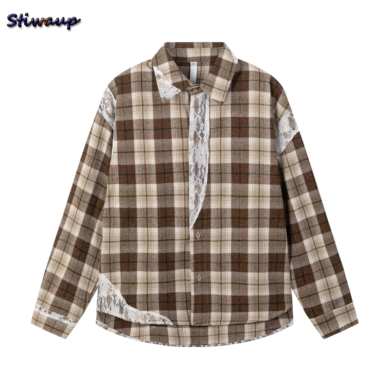 Vrouwelijke geruite shirt Dames Elegante shirts en blouses Koreaanse beoordelingen Veel luxe kleding Dames Y2K Vintage Top Jaren 2000 Japanse tops