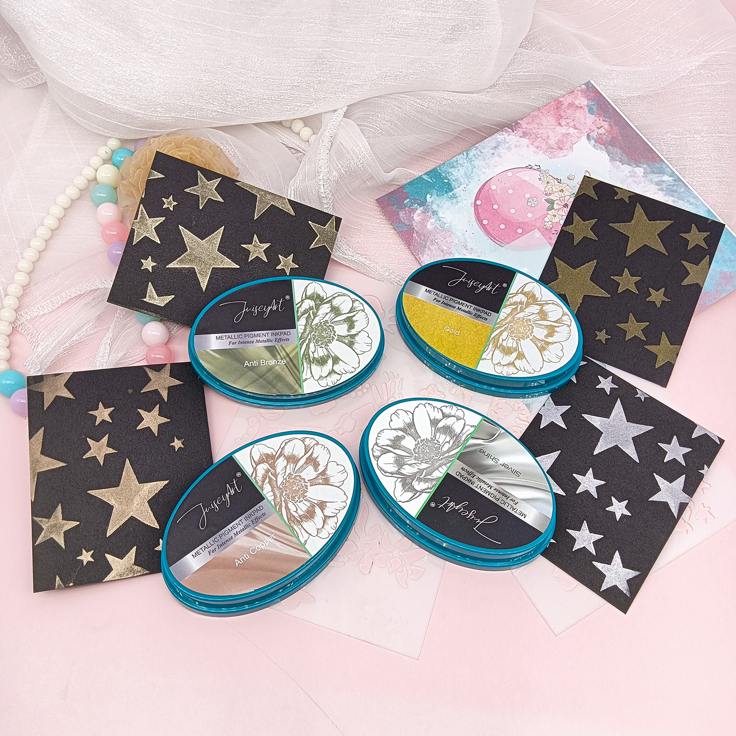 Alinacutle Metallic Ink Pad Stamping Tools For Clear Stamps Scrapbooking Handmade Craft Art Paint Ink Pad