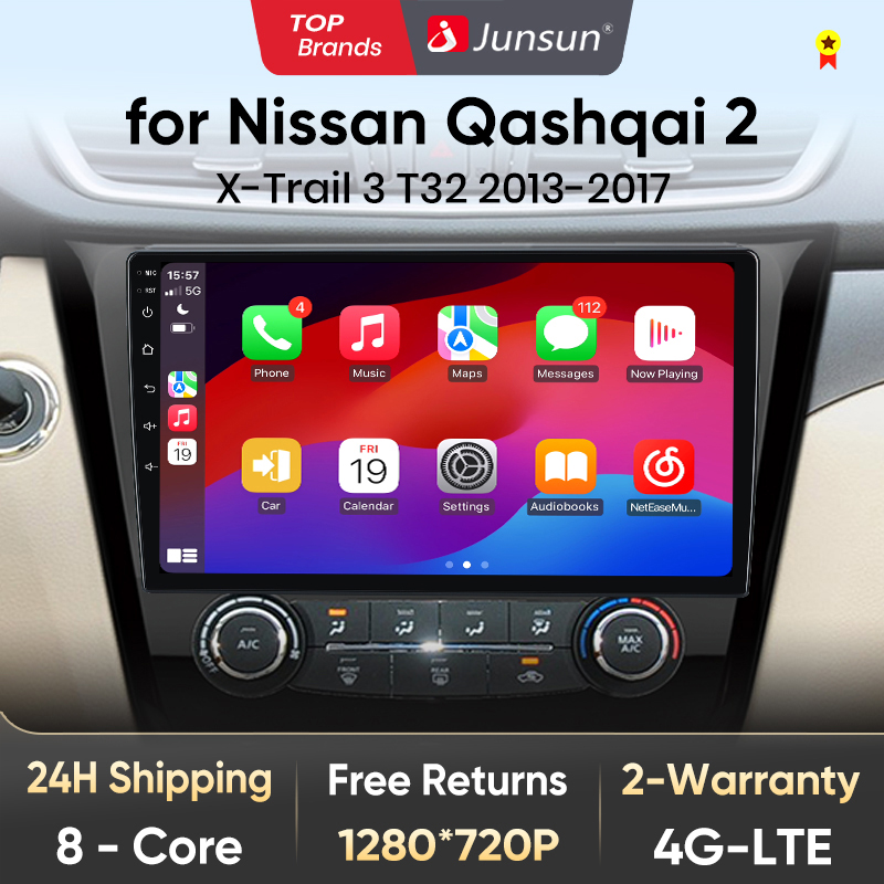 Автомобильная Мультимедийная система Junsun V1 для Nissan Qashqai J11 Nissan X trail T32 2014 - 2017 4G