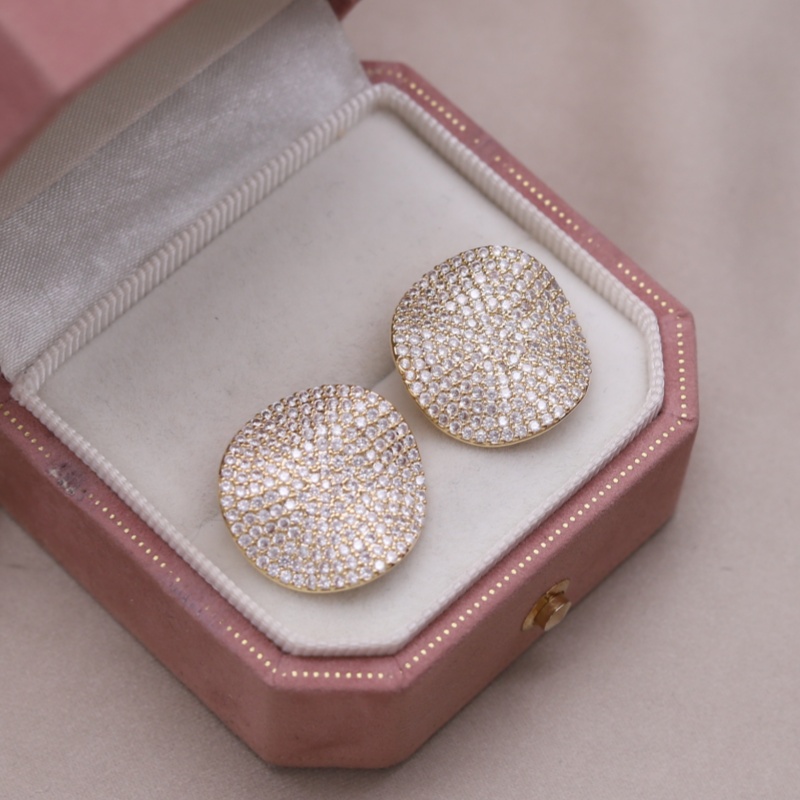 Koreaanse nieuwe design mode-sieraden 14K vergulde luxe zirkoon gedraaide ronde oorbellen elegante dagelijkse werkaccessoires voor dames