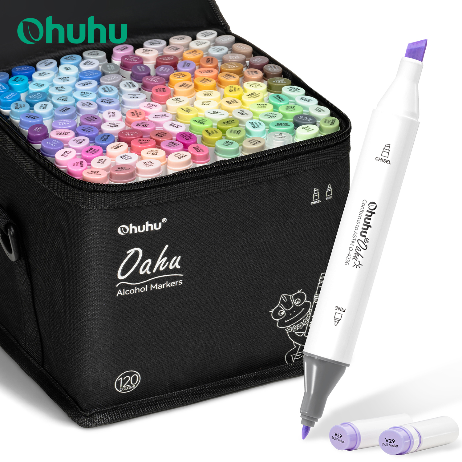Ohuhu Oahu ใหม่ 120 สีชุดปากกา MARKER แอลกอฮอล์ Art Markers Dual เคล็ดลับ Felt ปากกา Sketching Drawing Graffiti มังงะโรงเรียน Art