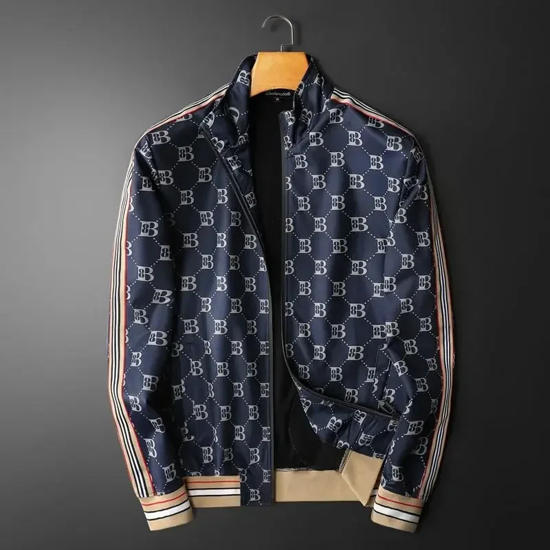 Nowa jesienno-zimowa kurtka modna, uniwersalna kurtka rozpinana męska lekka luksusowa odzież wierzchnia slim fit
