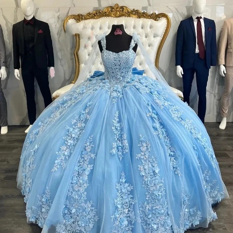 ANGELSBRIDEP scintillant 3D fleurs Quinceanera robes grand nœud robes De 15 Anos luxe dentelle anniversaire princesse fête personnaliser