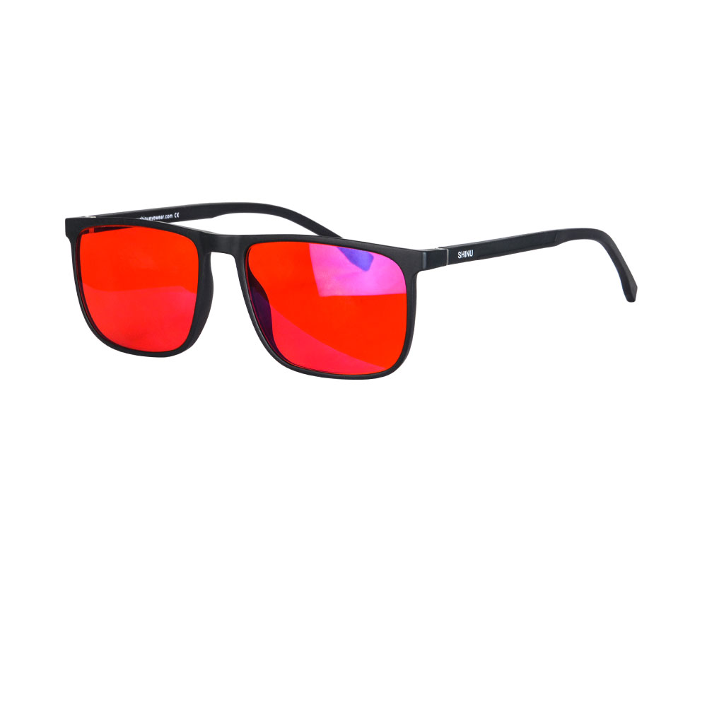 SHINU lentes rojas gafas para dormir gafas de protección de luz azul nocturna luz roja melatonina sueño Tr90 marco cuadrado 137mm de ancho