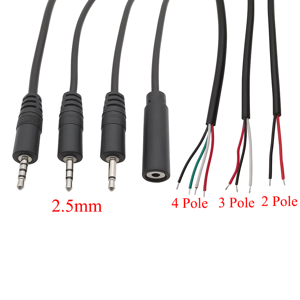 1/3/5 pièces 2.5mm 2/3/4 pôles fil mâle femelle prise Jack câble Audio Mono stéréo Aux connecteur casque Extension bricolage réparation