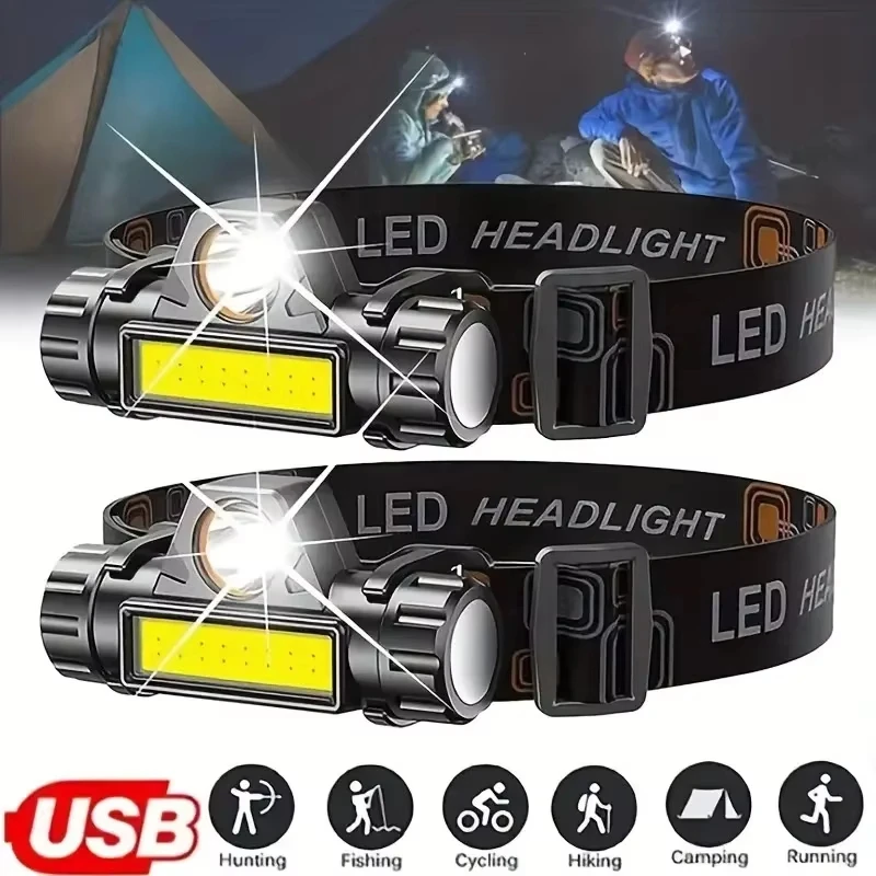 Wiederaufladbare COB LED USB Scheinwerfer Starke Magnetische Leistungsstarke Scheinwerfer Super Helle Wasserdichte Kopf Taschenlampe Für Outdoor Angeln
