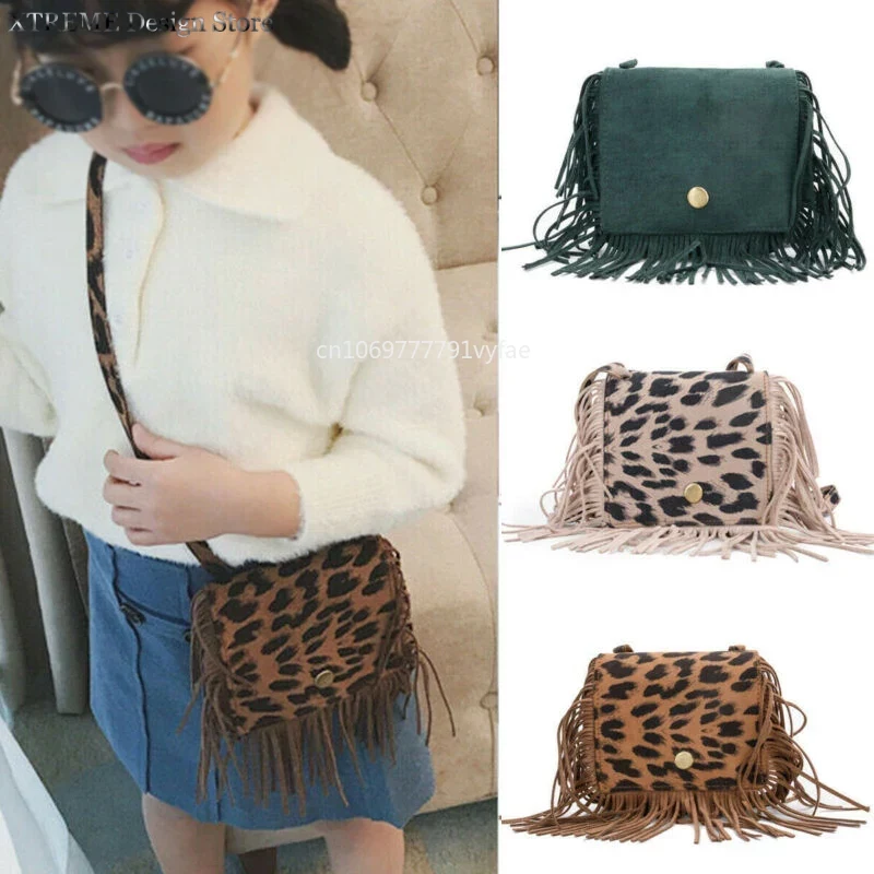 Bolso pequeño con borlas a la moda para chico y niña, monedero, bolso de hombro para niño, regalos, Mini bolsas cruzadas con flecos para niña