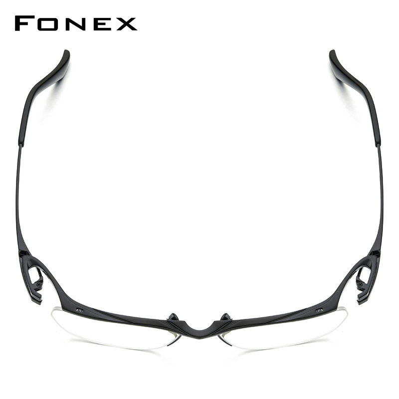 FONEX pur titane lunettes cadre hommes nouvelle marque Design Semi-sans monture lunettes carrées demi-jante ultraléger lunettes japonaises 85709