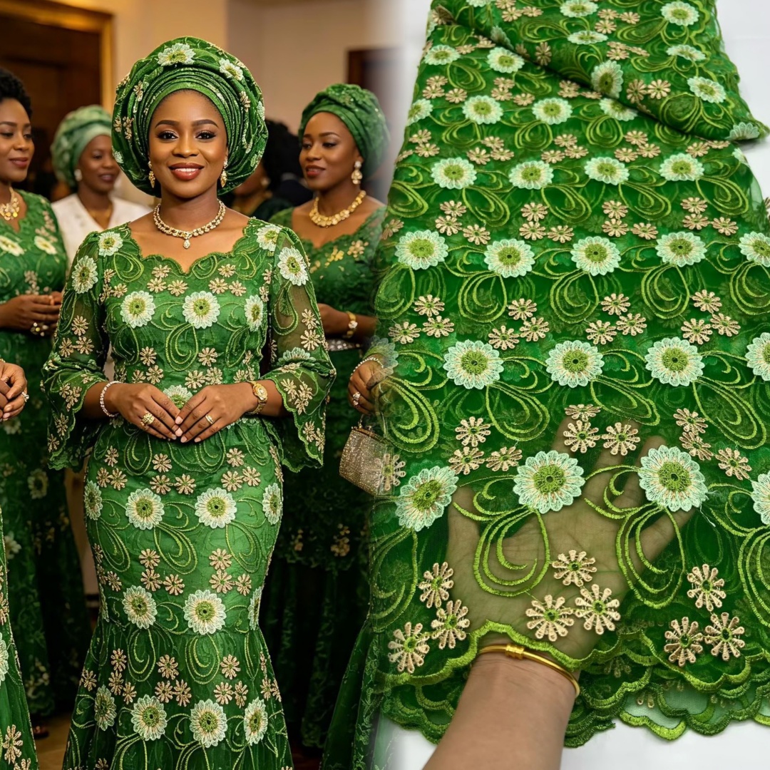 Tela de encaje de guipur nigeriano 2026 de alta calidad, tela de encaje africana de malla de seda de leche bordada para mujer, para vestido de novia