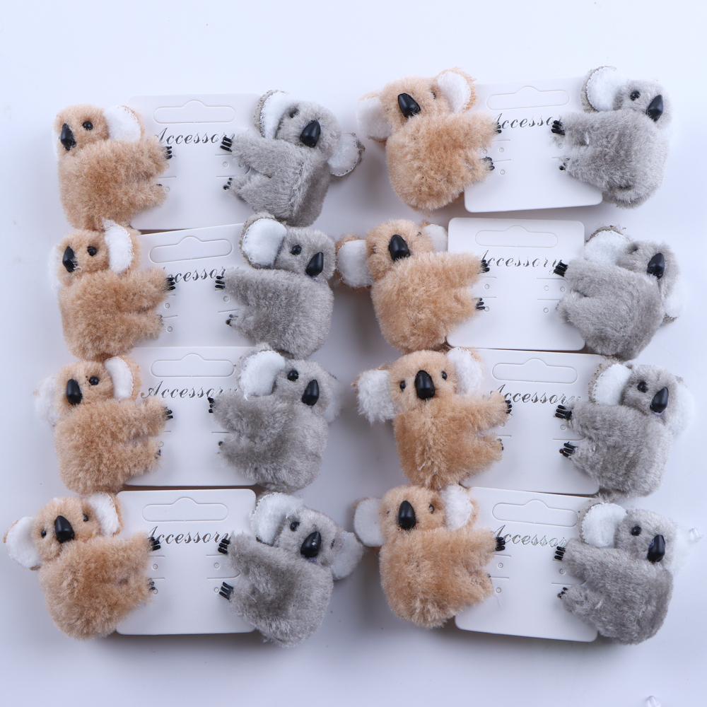 5 Teile/los Mode Tier Cartoon 3D Plüsch Koala Haarnadel Nette Foto Clips Zubehör Für Frauen Mädchen Headwear Haar Klaue Geschenk