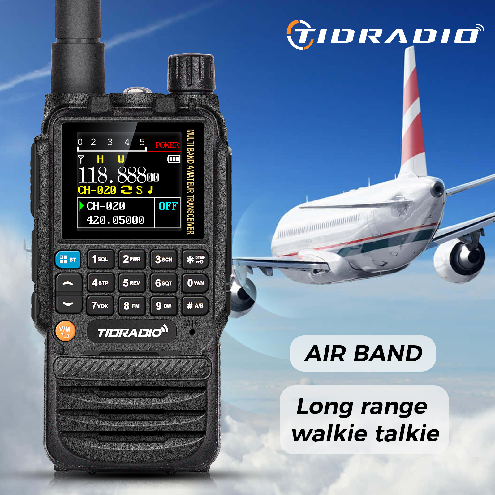TIDRADIO H3 Walkie Talkie dalekiego zasięgu Programowanie bezprzewodowe Pasmo powietrzne Porządek holowniczy Ham Radio Zestaw bezprzewodowy USB Akumulator GMRS DualPTT