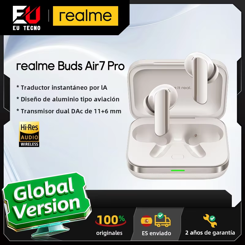 Global Versie realme Buds Air 7 Pro Oortelefoon 53dB Real-time Ruisonderdrukking 11 + 6mm Dual-DAC Driver Al Live Vertaler