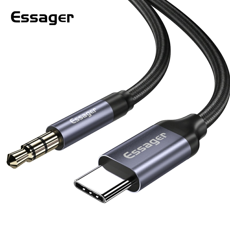 Essager Usb C Naar 3.5 Mm Aux Jack Adapter Speaker En Hoofdtelefoon 3.5 Mm Aux Audio Splitter Jack 3 5 Kabel Voor Huawei Xiaomi Mi 10T