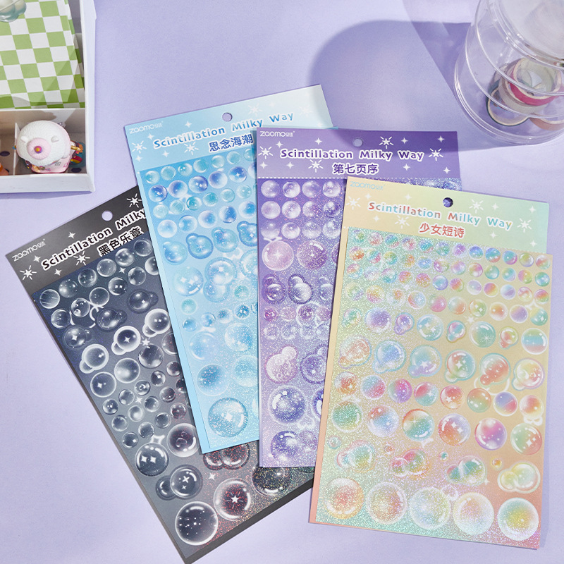 1 sztuk naklejki GOKA droga mleczna seria Ins Bubble Dot Flash Film Journal naklejki dekoracyjne