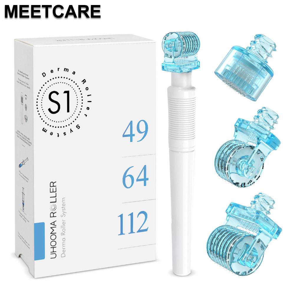 3 em 1 s1 derma rolo carimbo derma microagulha rolo 49pin 64pin 112pin substituir cabeça cartucho agulha dermaroller cuidados com a pele