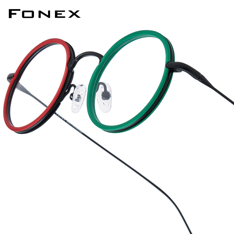 FONEX-Monture de lunettes en acétate de titane pour hommes et femmes, petites lunettes rondes rétro, lunettes vintage, design de marque, nouvelle mode, 2025, 85844