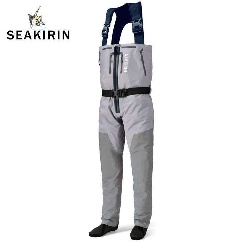 Waders de pesca respiráveis com zíper frontal, waders impermeáveis com zíper, costuras soldadas, equipamento de vadear para caça