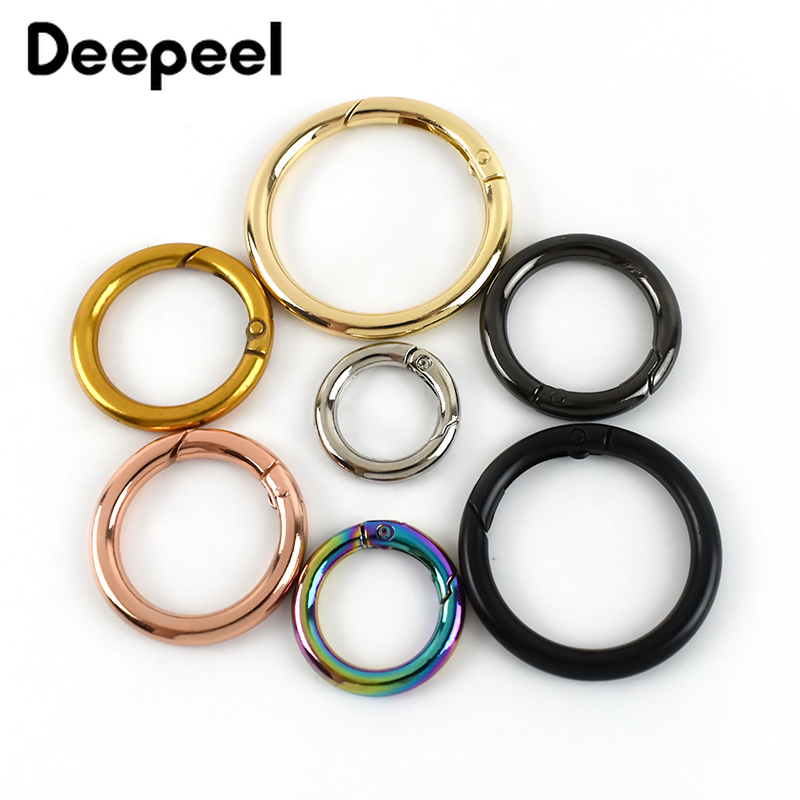10Pcs Deepeel 10-38mm Metal O Ring Buckle Round Openable Spring Clasp Carabiner Snap Keychain Hooks DIY Clothes Bags Accessories