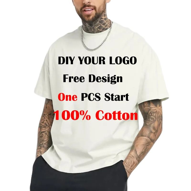Camiseta de ocio con estampado personalizado, camiseta blanca DIY con su propio diseño como foto o logotipo, camisetas personalizadas a la moda para hombre