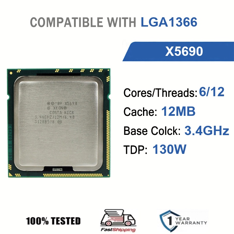 Intel Xeon X5690 6 Core 12 Thread 3,46GHz 130W 12MB Cache 32nm LGA1366 SR0KP DDR3-1333 MHz