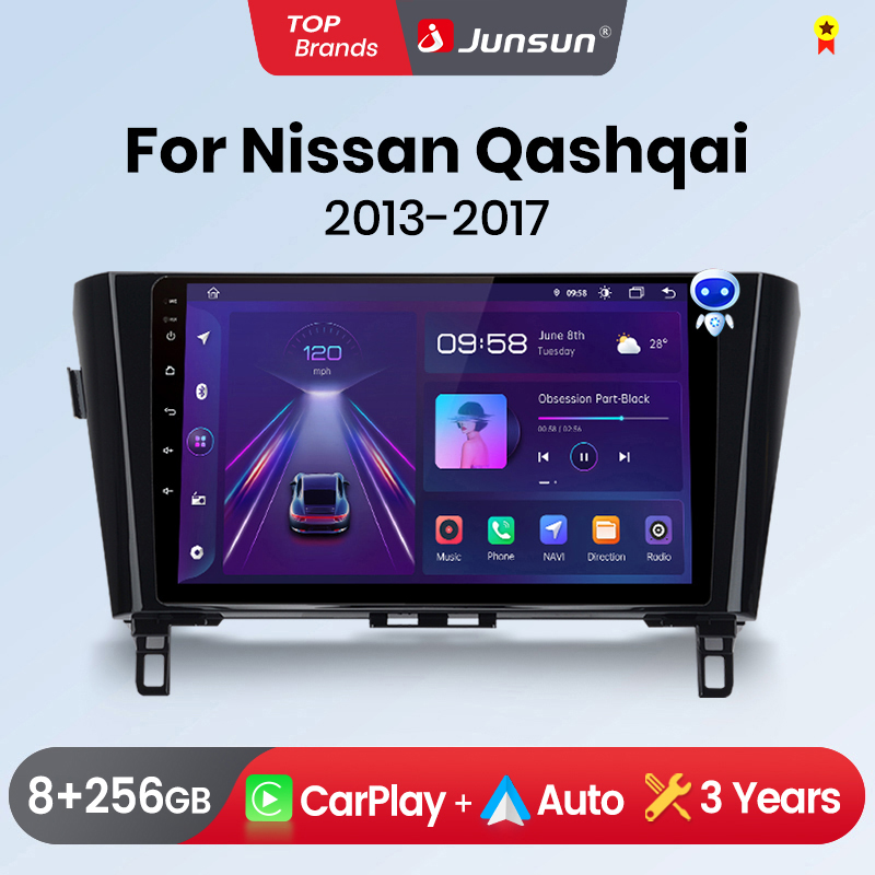 Junsun CarPlay Android Auto Car Radio For Nissan Qashqai J11 X-Trail 3 2013-2017 GPS Intelligent Systems Stereo Multimedia
