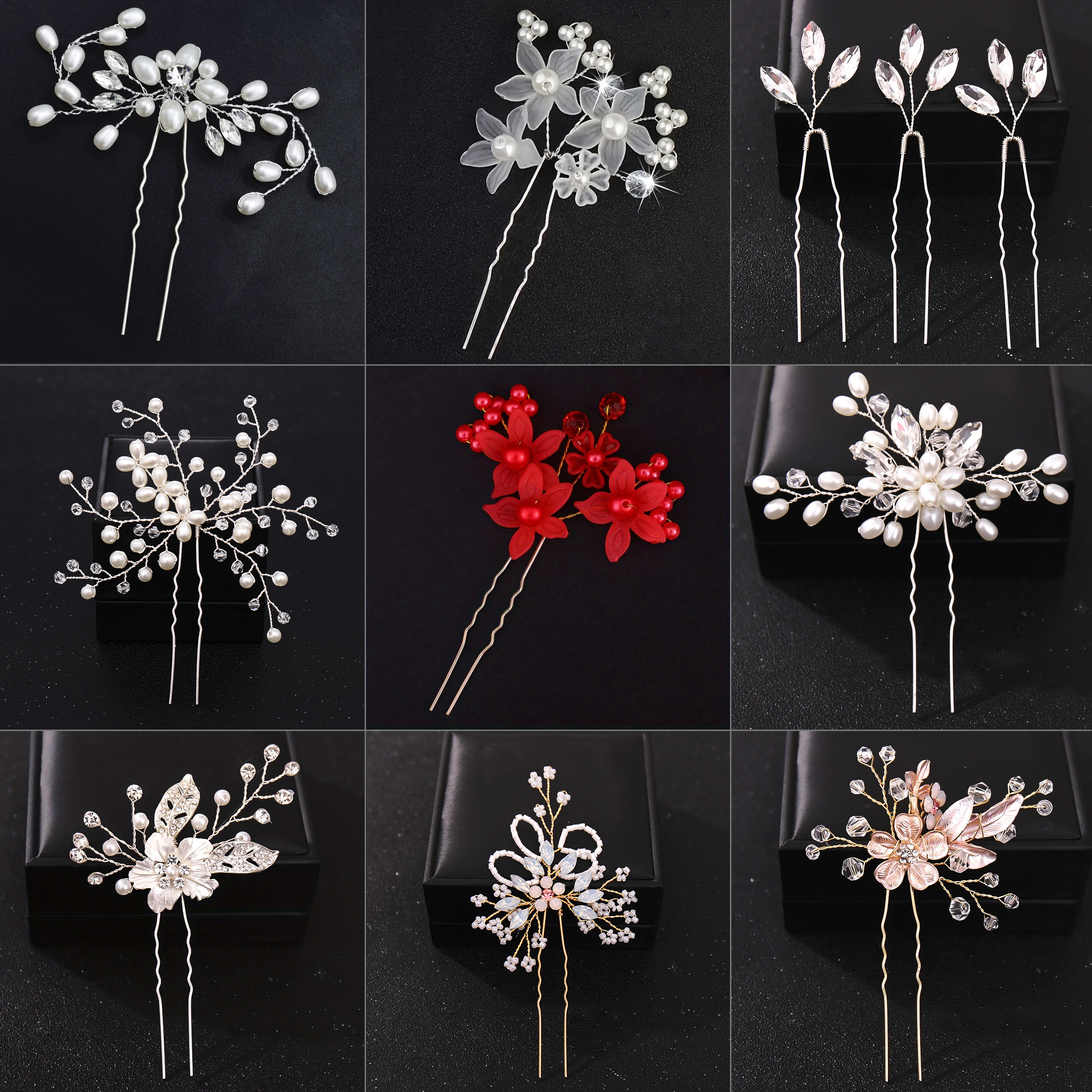 Horquillas con diamantes de imitación y perlas de cristal para mujer, pinza para el pelo para novia, accesorios para el cabello, pinzas para el cabello para fiesta y boda, joyería