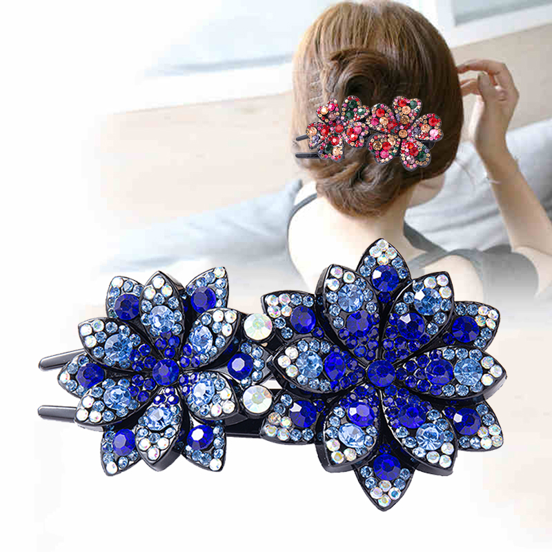 Bunte Strass Haarnadel Blume Schnabel Haar Krallen Barrettes Vintage Haar Clips Für Frauen Pferdeschwanz Haar Zubehör Headwear