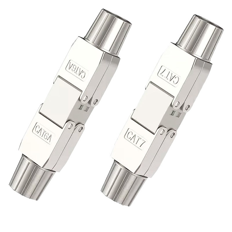 Tool-free RJ45 Couple shielded Tool less Ethernet Cable Ethernet Cable Extender PoE ＋for Cat6A Cat 7 Network Cables