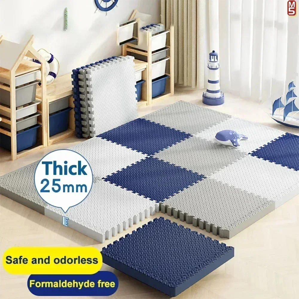 Tapete de jogo antiderrapante para bebês, 8 peças/2.5cm de espessura, quebra-cabeça à prova de som, tapete de ginástica para quarto de crianças e tapete de quebra-cabeça ecológico