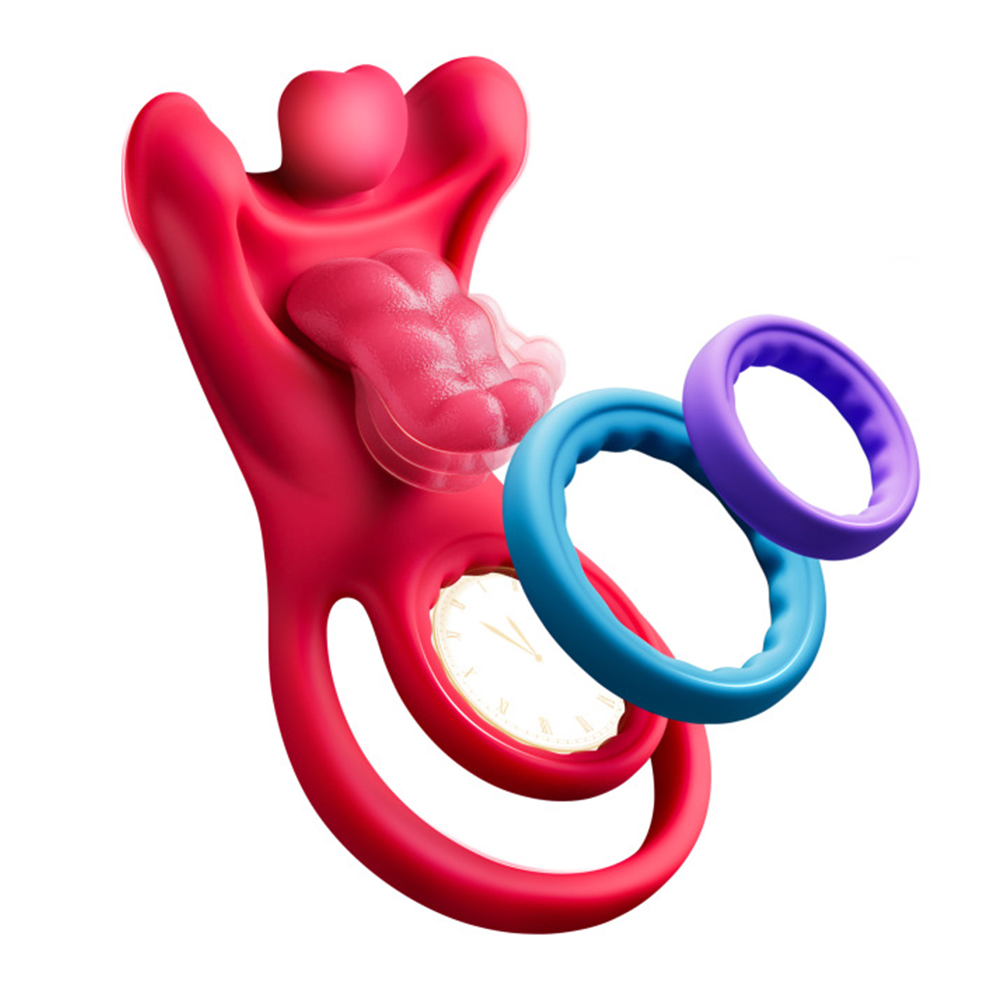 Anneau vibrant pour pénis en forme de langue réaliste, vibromasseur clitoridien, jouet sexuel pour hommes, pour une stimulation accrue en couple