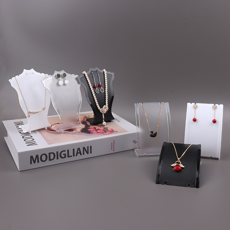 Acrílico mini colar display manequim pingente modelo suporte de jóias colar mostrando suporte rack brinco vitrine