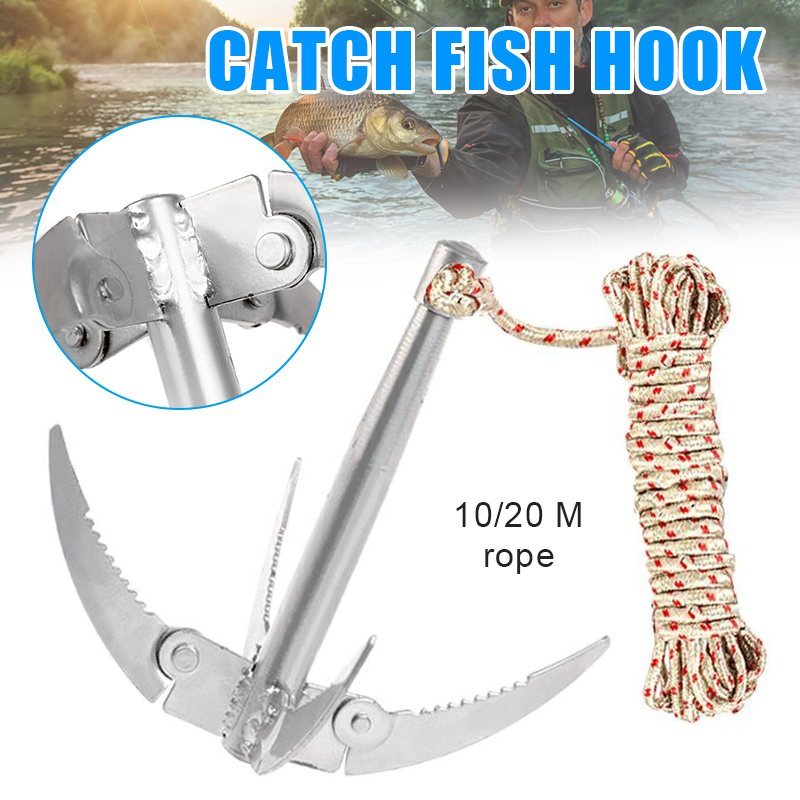 Ancoraggio per barche pieghevoli con corda Rampino per esterni Strumento di sopravvivenza Robusto durevole per canoe di piccole dimensioni Forniture per la pesca