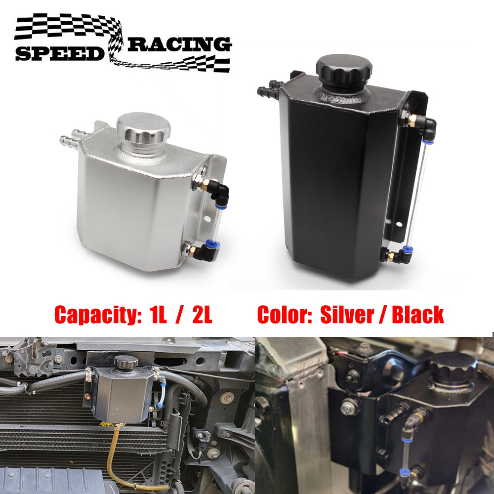 Universal 1L/2L Aluminium Öl Catch Kann Reservoir Tank Motor Kühlmittel Kühler Überlauf Öl Kraftstoff Tank Mit Ablauf Stecker entlüftung
