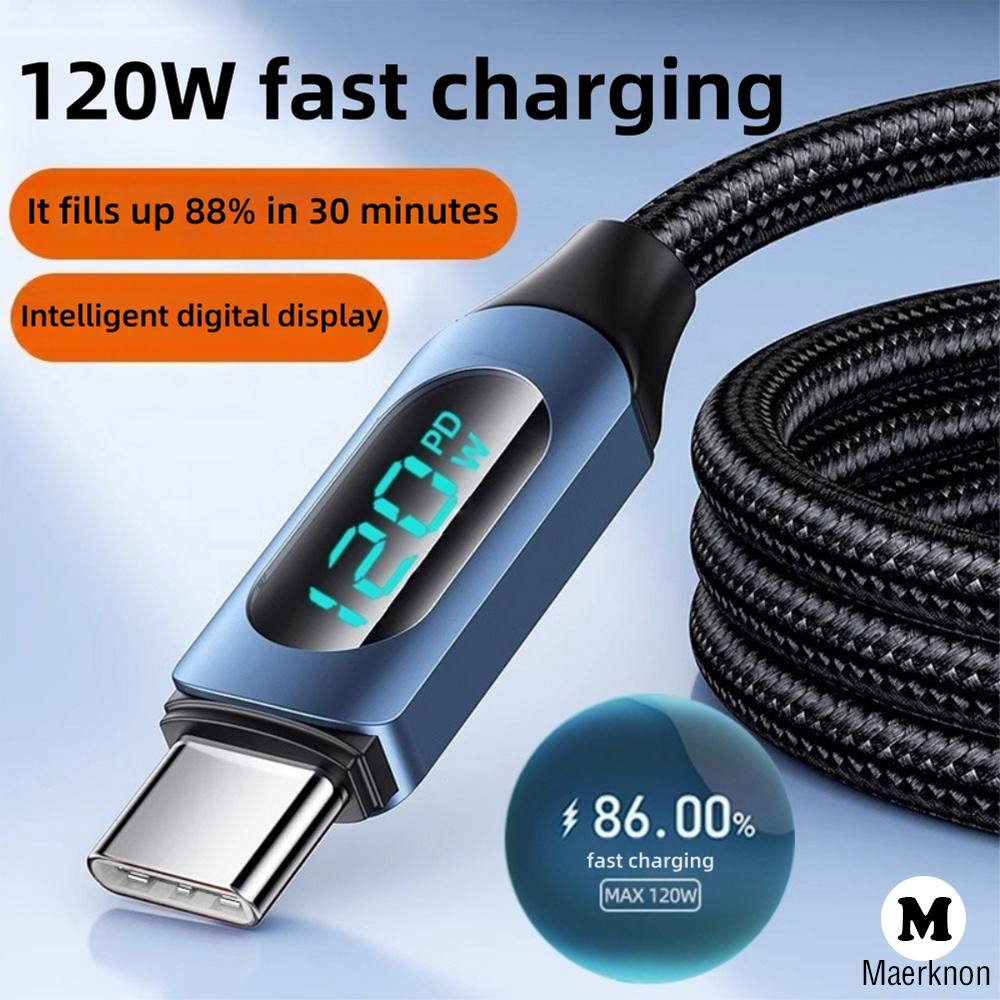 120 ワット 6A 高速充電ケーブル USB/タイプ C にタイプ C スマートディスプレイナイロンコード iPhone サムスン Xiaomi Huawei 社タイプ C 充電ワイヤー
