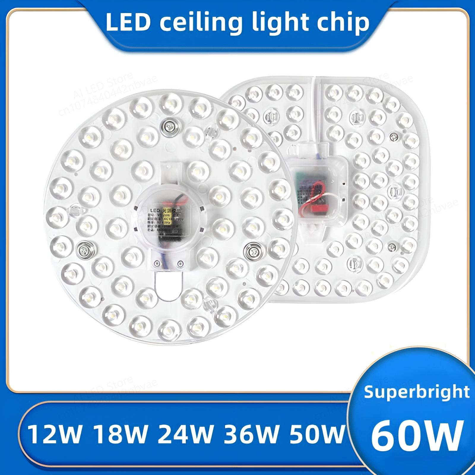 Anillo de luz LED redondo/cuadrado para decoración de techo, lámpara de techo, Panel circular, 12W, 18W, 24W, 36W, 50W, 60W, CA de 220V