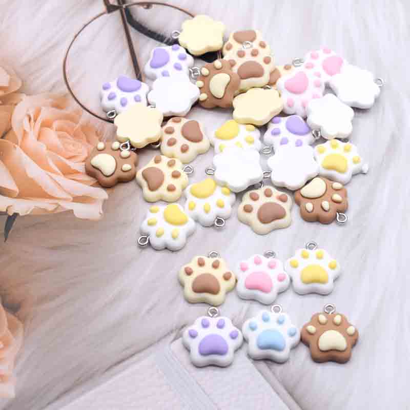 10 pièces 20*22mm Mini dessin animé patte de chat breloques pour bricolage décoration boucles d'oreilles collier bijoux de mode accessoires