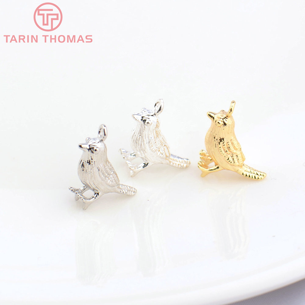 (1536) 6 STKS 13x12 MM 24 K Goud Kleur Messing Vogels Mus Vormige Charms Hangers Hoge Kwaliteit Diy Sieraden Accessoires Groothandel