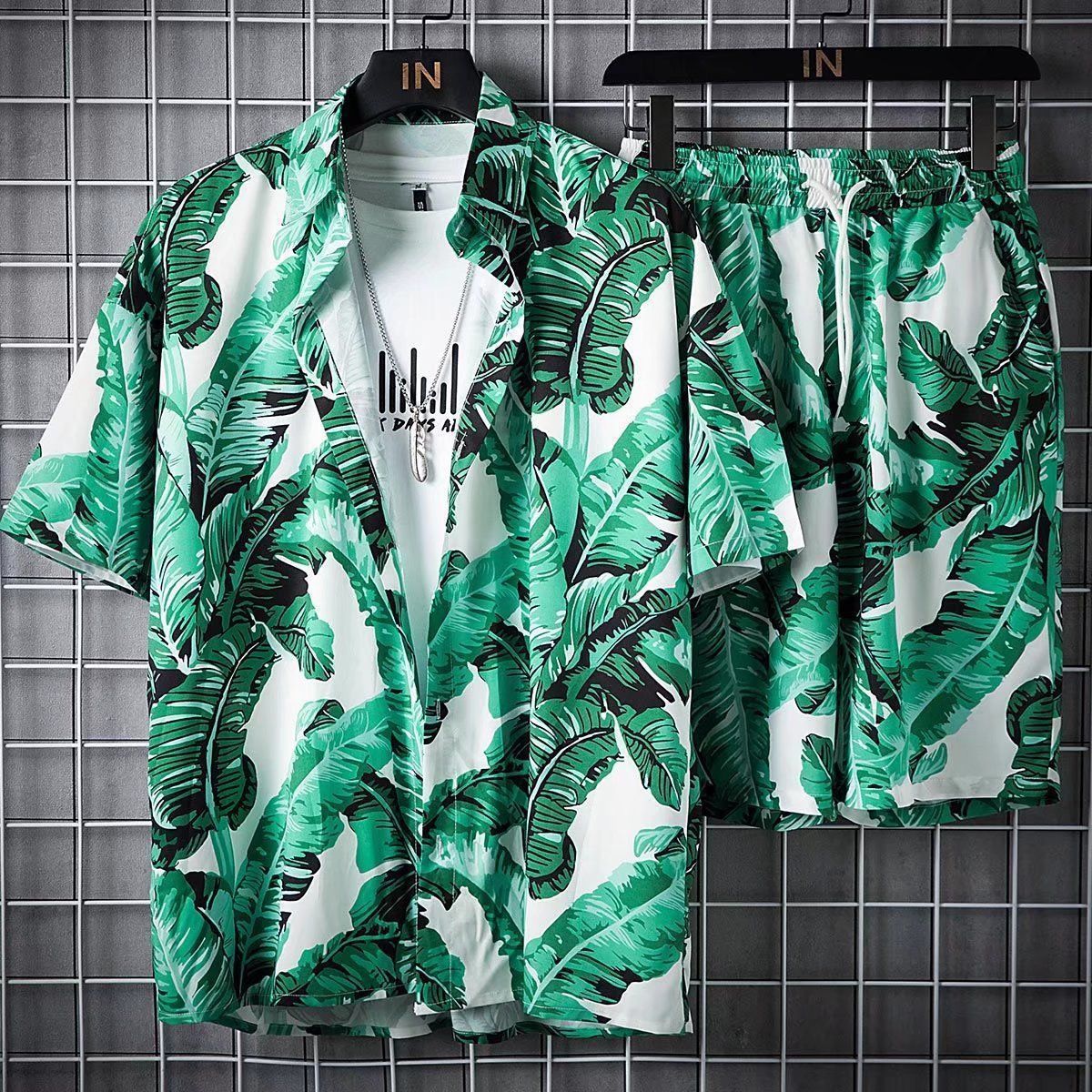 Strandkleidung für Herren, 2-teiliges Set, schnell trocknendes Hawaii-Hemd und Shorts-Set, Herrenmode, Kleidung, Druck, lässige Outfits, Sommer