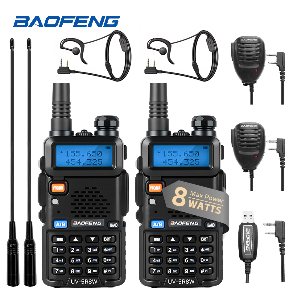 1/2PCS BaoFeng UV-5R 8W Tri-Power Walkie Talkie High Power Dual Band Long Range 128 CH Przenośne ręczne radio dwukierunkowe UV 5R Ham