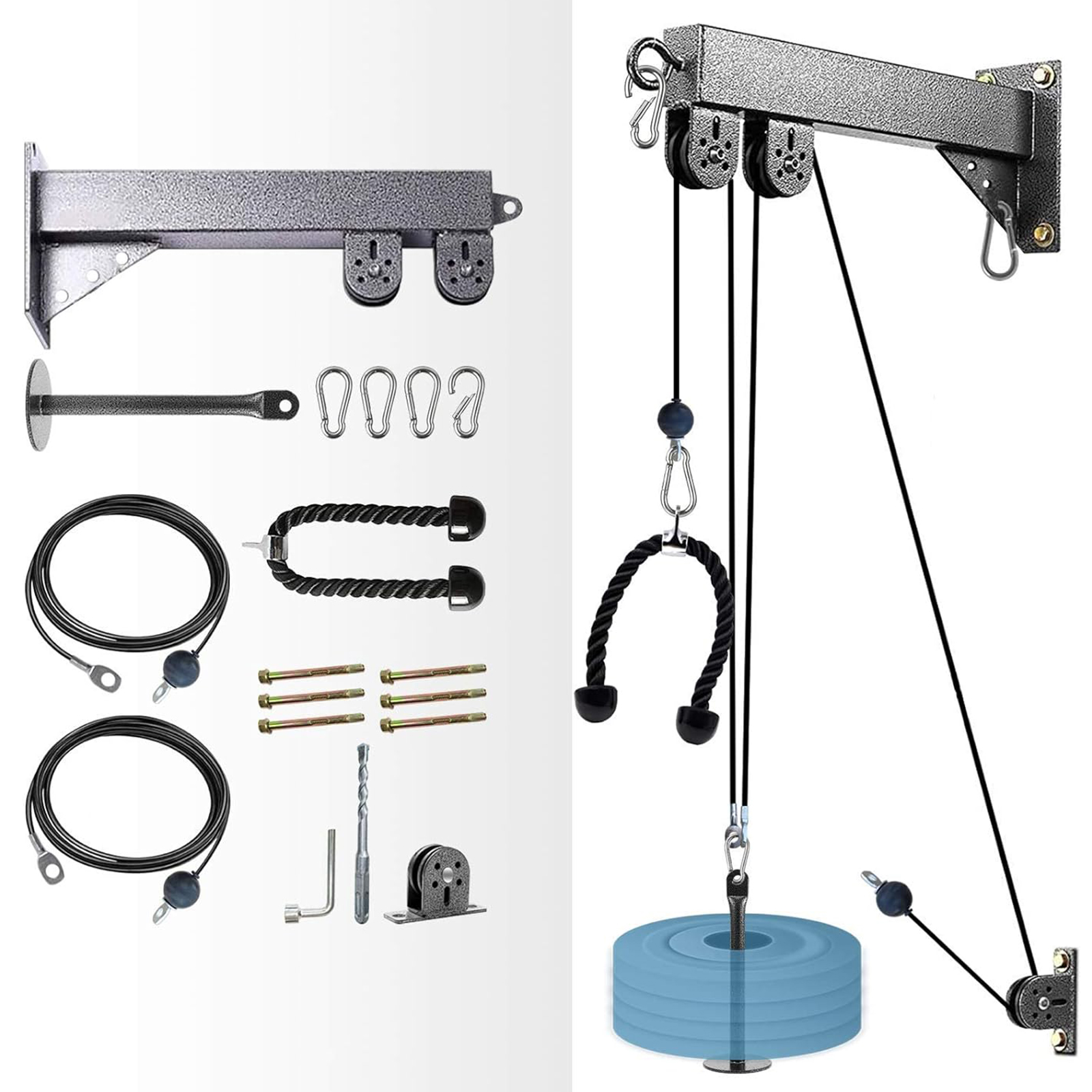 Sistem katrol kabel kebugaran untuk bahu belakang bisep Curl, mesin penarik pasang di dinding, peralatan DIY Gym rumah