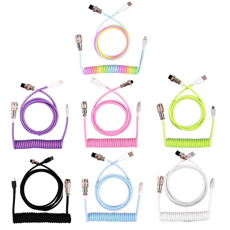 Klawiatura mechaniczna 3M typu C Kabel spiralny Przewód klawiatury USB Klawiatura mechaniczna Aviator Komputer stacjonarny Złącze lotnicze