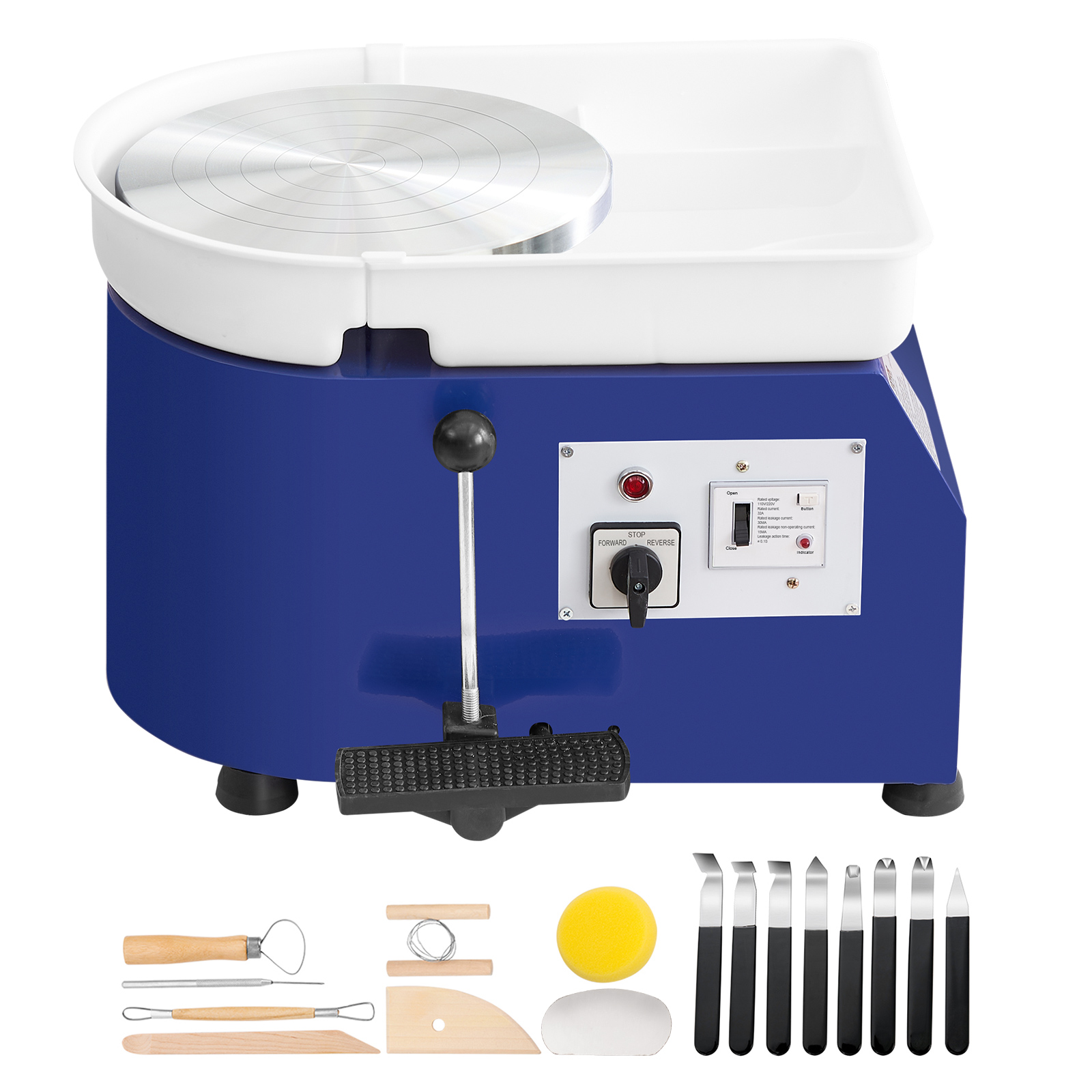 SucceBuy 11in Aardewerk Wiel Keramische Vormmachine Verstelbare 60-300 RPM Snelheid Handvat Voetpedaal Controle ABS Afneembare Wastafel